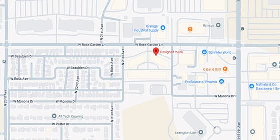 Designed In Ink location — 2011 W Rose Garden Ln Phoenix AZ 85027